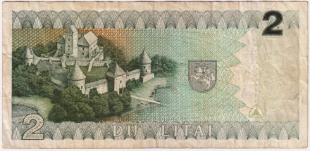 Банкнота 2 лита. 1993 год, Литва. Из обращения.
