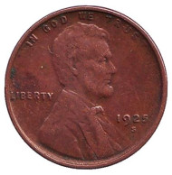 Монета 1 цент. 1925 год (S), США. Линкольн. Монета 1 цент. 1925 год (S), США. Линкольн.