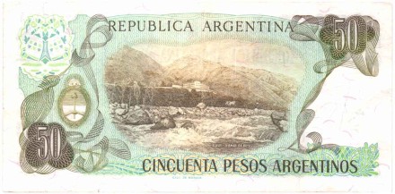 Банкнота 50 песо. 1985 год. Аргентина. P-314a(2).
