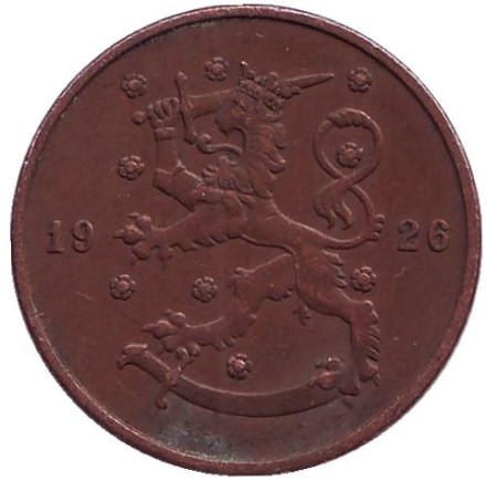 Монета 10 пенни. 1926 год, Финляндия.