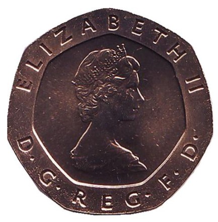 Монета 20 пенсов. 1984 год, Великобритания. BU.