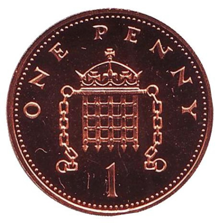Монета 1 пенни. 1990 год, Великобритания. BU.