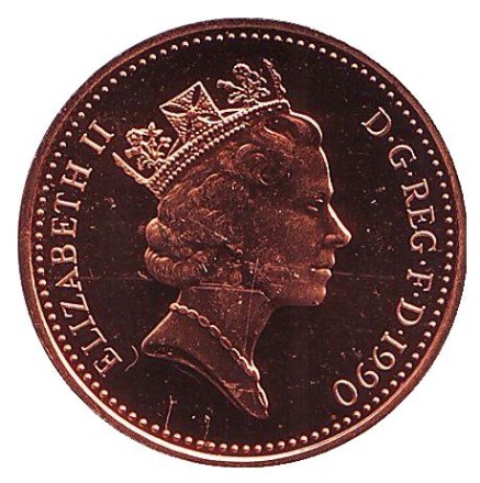 Монета 1 пенни. 1990 год, Великобритания. BU. Монета 1 пенни. 1990 год, Великобритания. BU.