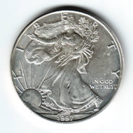 Монета 1 доллар, 1997 год, США. Шагающая свобода. Монета 1 доллар, 1997 год, США. Шагающая свобода.