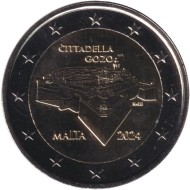 Монета 2 евро. 2024 год, Мальта. Мальтийские стены. Цитадель Гозо. Монета 2 евро. 2024 год, Мальта. Мальтийские стены. Цитадель Гозо.