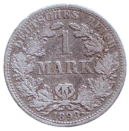 Монета 1 марка. 1898 год (А), Германская империя.