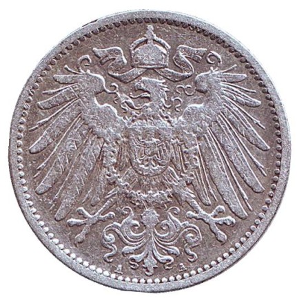 Монета 1 марка. 1898 год (А), Германская империя. Монета 1 марка. 1898 год (А), Германская империя.