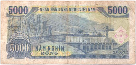 Банкнота 5000 донг. 1991 год, Вьетнам. P-108. Из обращения.