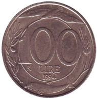 Монета 100 лир. 1994 год, Италия. Монета 100 лир. 1994 год, Италия.