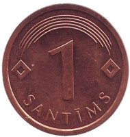 Монета 1 сантим. 2005 год, Латвия. Монета 1 сантим. 2005 год, Латвия.