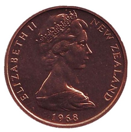 Монета 2 цента. 1968 год, Новая Зеландия. BU. Цветки куаваи.