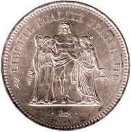 Монета 50 франков. 1977 год, Франция. Геркулес и музы. Монета 50 франков. 1977 год, Франция. Геркулес и музы.