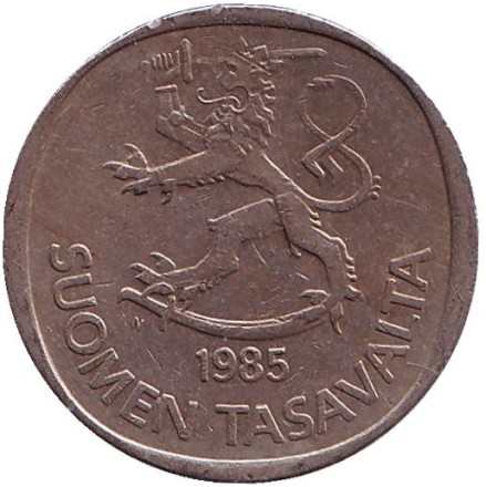 Монета 1 марка. 1985 год, Финляндия.