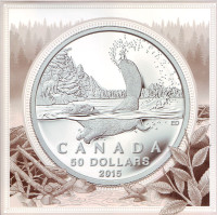 Бобр. Монета 50 долларов. 2015 год, Канада.