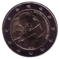 Монета 2 евро, 2014 год, Мальта. 50 лет независимости Мальты (1964-2014). Монета 2 евро, 2014 год, Мальта. 50 лет независимости Мальты (1964-2014).