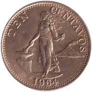 Монета 10 сентаво. 1964 год, Филиппины. UNC. Монета 10 сентаво. 1964 год, Филиппины. UNC.