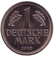 Монета 1 марка. 2000 год (G), ФРГ. Монета 1 марка. 2000 год (G), ФРГ.