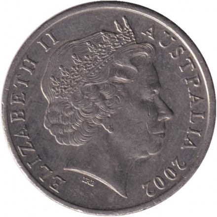 Монета 20 центов. 2002 год, Австралия. Утконос.