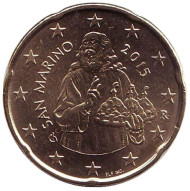Монета 20 центов. 2015 год, Сан-Марино. Святой Марин.
