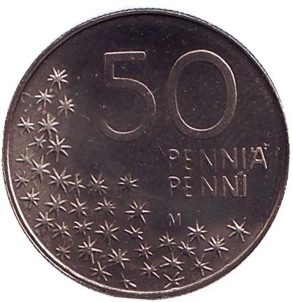 Монета 50 пенни. 1991 год, Финляндия. UNC. Медведь. Монета 50 пенни. 1991 год, Финляндия. UNC. Медведь.