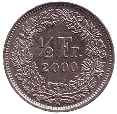 Монета 1/2 франка. 2000 год, Швейцария.