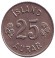 Монета 25 аураров. 1959 год, Исландия.