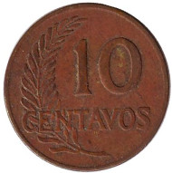 Монета 10 сентаво. 1962 год, Перу. Монета 10 сентаво. 1962 год, Перу.