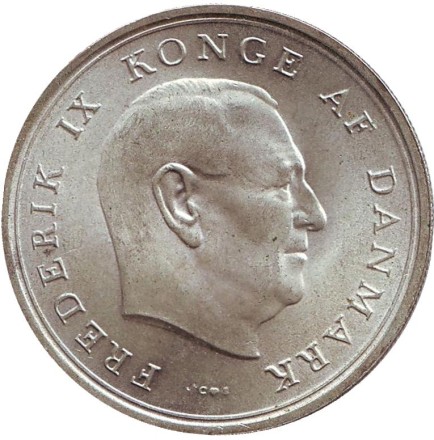 Монета 10 крон. 1967 год, Дания. Свадьба принцессы Маргрете.