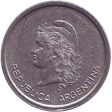 Монета 1 сентаво. 1983 год, Аргентина.