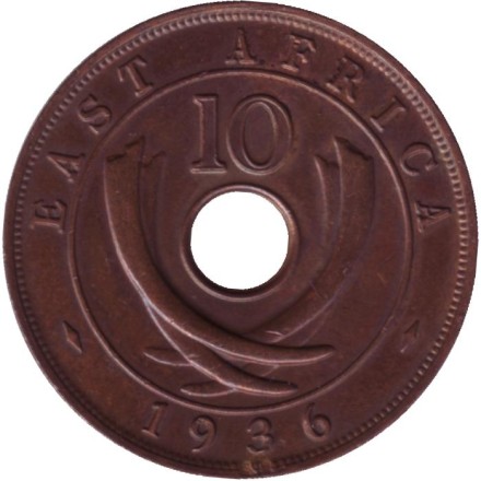 Монета 10 центов. 1936 год, Восточная Африка. Король Эдуард VIII. (H). Монета 10 центов. 1936 год, Восточная Африка. Король Эдуард VIII. (H).