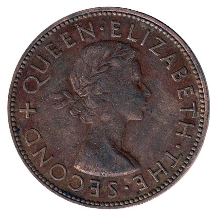 Монета 1 пенни. 1953 год, Новая Зеландия. Новозеландский туи.