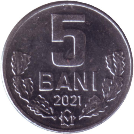 Монета 5 бани. 2021 год, Молдавия.
