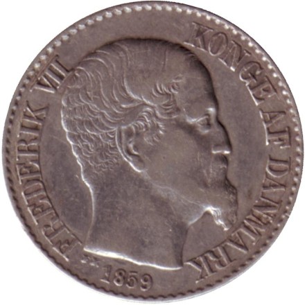 Монета 5 центов. 1859 год, Датская Вест-Индия. Монета 5 центов. 1859 год, Датская Вест-Индия.