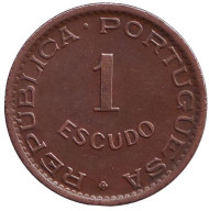Монета 1 эскудо. 1953 год, Ангола в составе Португалии. Монета 1 эскудо. 1953 год, Ангола в составе Португалии.