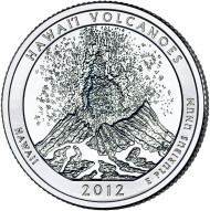 Монета 25 центов (D). 2012 год, США. Национальный парк Гавайские вулканы. Парк № 14. Монета 25 центов (D). 2012 год, США. Национальный парк Гавайские вулканы. Парк № 14.