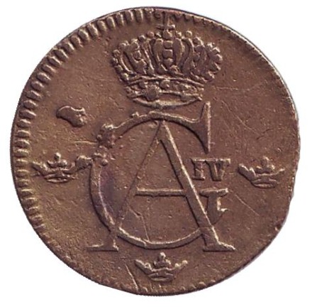 Монета 1/12 скиллинга. 1808 год, Швеция.