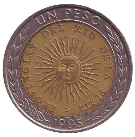 Монета 1 песо. 1995 год, Аргентина. ("B-er", Ошибка)