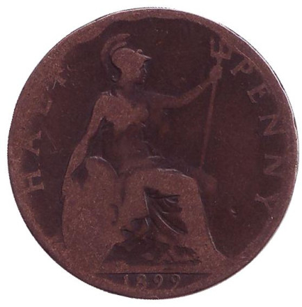Монета 1/2 пенни. 1899 год, Великобритания.