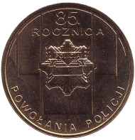 Монета 2 злотых, 2004 год, Польша. 85-летие Полиции. Монета 2 злотых, 2004 год, Польша. 85-летие Полиции.