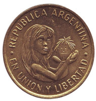 Монета 50 сентаво. 1996 год, Аргентина. 50 лет ЮНИСЕФ.