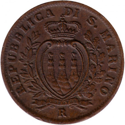 Монета 5 чентезимо. 1935 год, Сан-Марино.