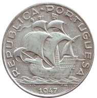 Монета 5 эскудо. 1947 год, Португалия. Парусный корабль. Монета 5 эскудо. 1947 год, Португалия. Парусный корабль.