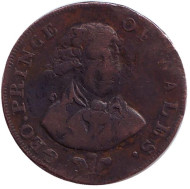 Токен 1/2 пенни. 1794 год, Великобритания. Георг - Принц Уэльса.  Токен 1/2 пенни. 1794 год, Великобритания. Георг - Принц Уэльса.