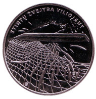 Монета 1,5 евро. 2019 год, Литва. Ловля корюшки. Монета 1,5 евро. 2019 год, Литва. Ловля корюшки.