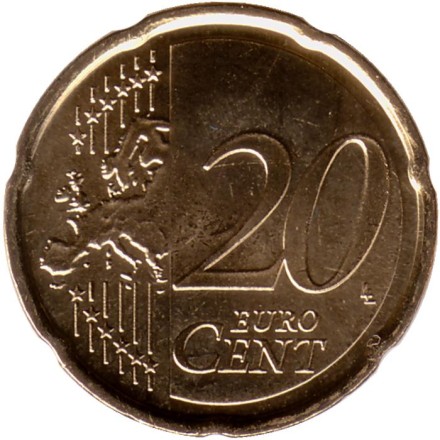 Монета 20 центов. 2023 год, Испания. Монета 20 центов. 2023 год, Испания.