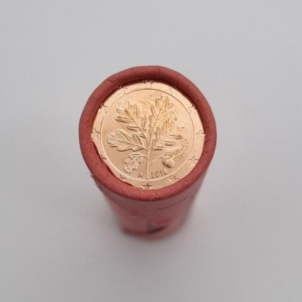 Монета 5 центов. 2018 год (A), Германия. Ролл (50 монет).