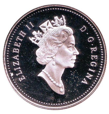 Монета 1 доллар. 1990 год, Канада. Proof. 300 лет путешествию Генри Келси.