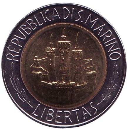 Монета 500 лир. 1984 год, Сан-Марино. Альберт Эйнштейн. Монета 500 лир. 1984 год, Сан-Марино. Альберт Эйнштейн.