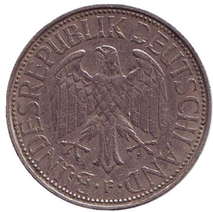 Монета 1 марка. 1975 год (F), ФРГ. Монета 1 марка. 1975 год (F), ФРГ.