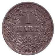 Монета 1 марка. 1905 год (D), Германская империя. Монета 1 марка. 1905 год (D), Германская империя.